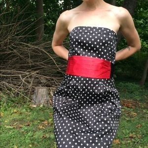 Vintage cummerbund red black polka dot
